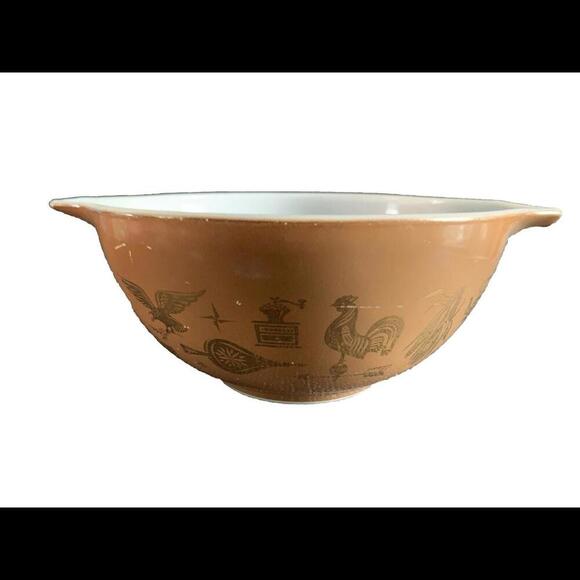 PYREX Early American Cinderella Nesting Bowl 442 1 1/2 Qt Gold on Brown - Picture 1 of 12